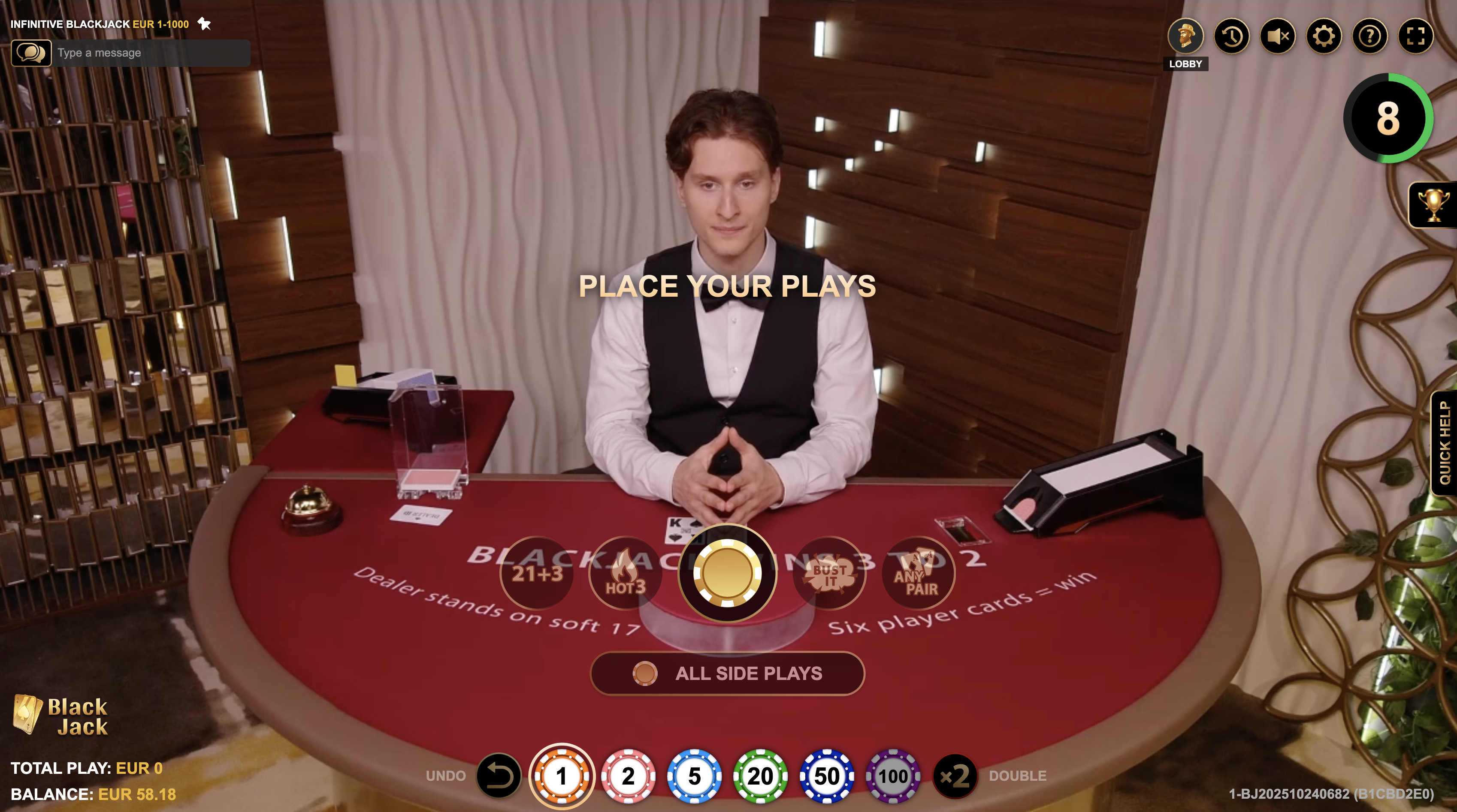 Blackjack gameplay