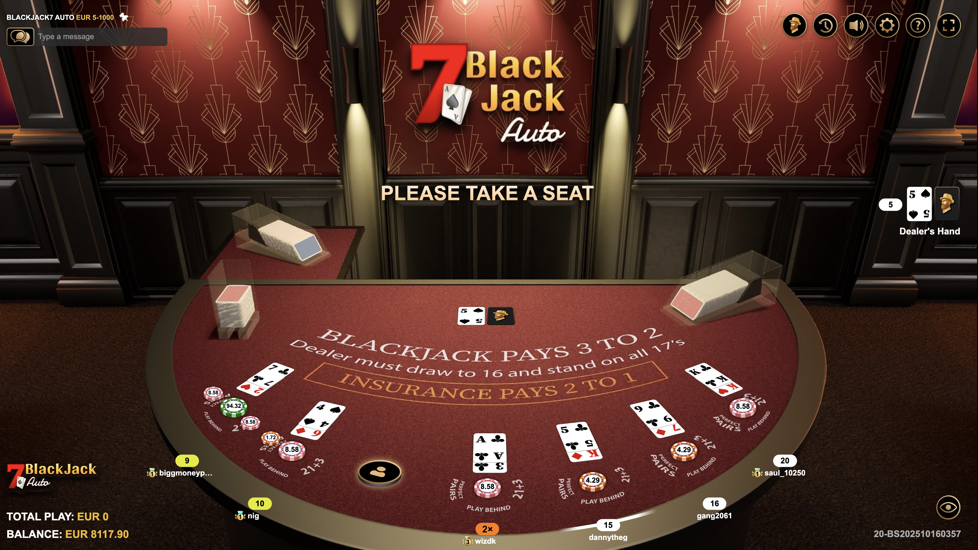 Blackjack 7 Auto gameplay