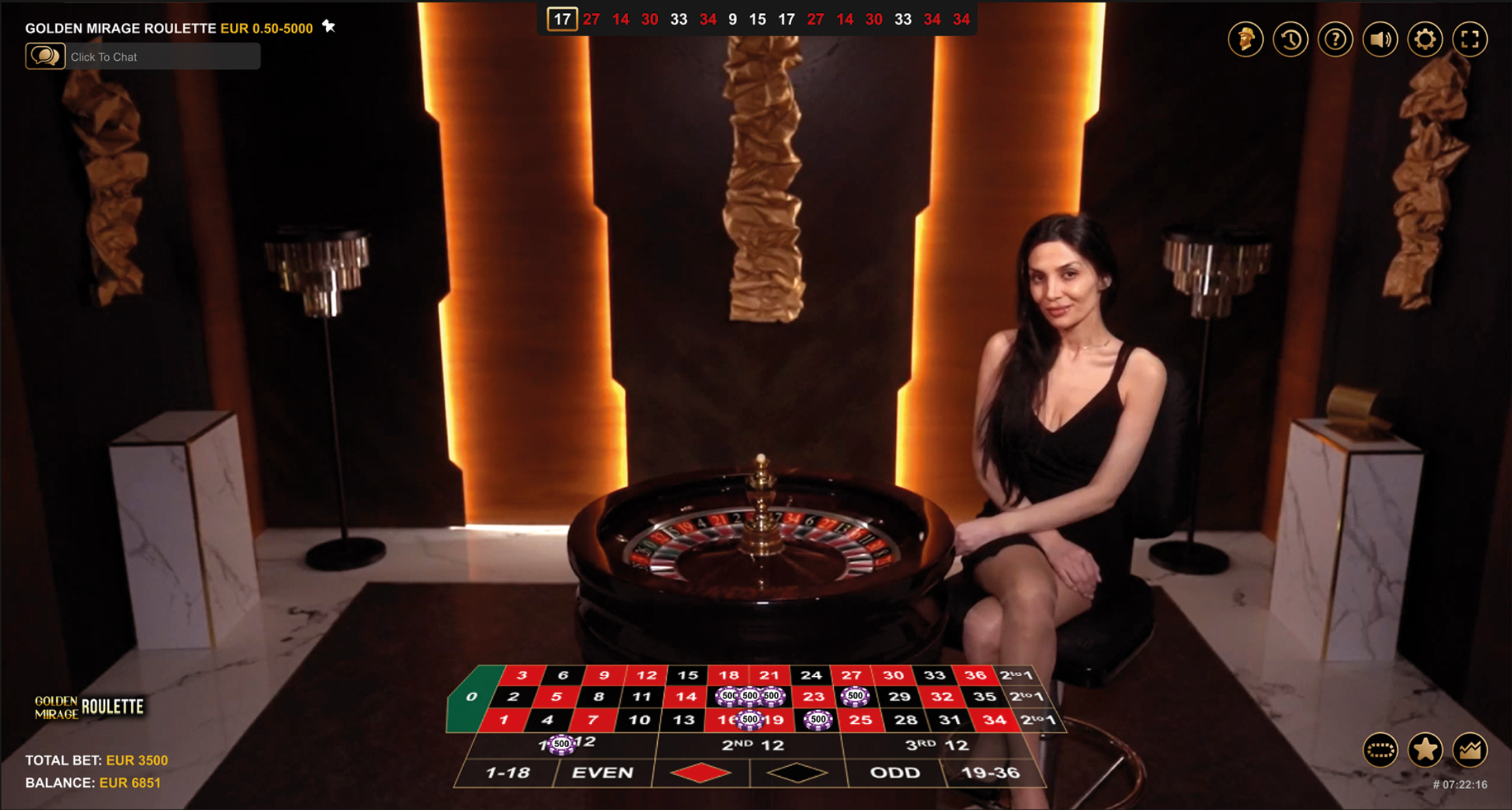 Golden Mirage Roulette gameplay