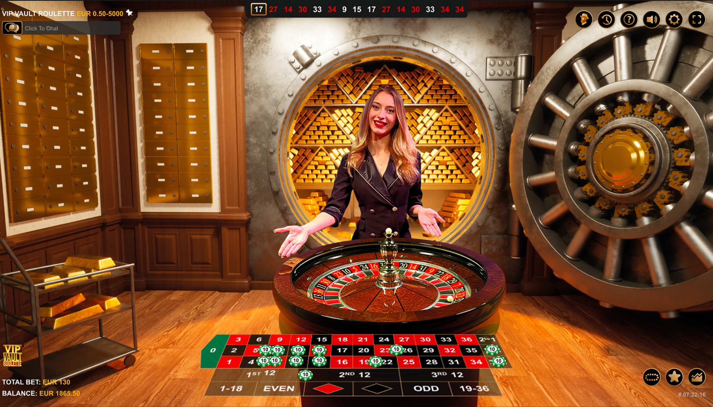 VIP Vault Roulette gameplay